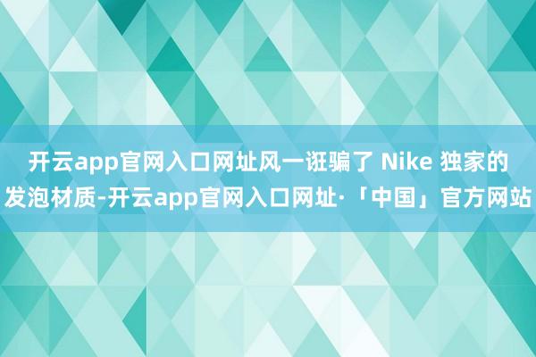 开云app官网入口网址风一诳骗了 Nike 独家的发泡材质-开云app官网入口网址·「中国」官方网站