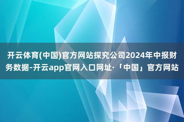 开云体育(中国)官方网站探究公司2024年中报财务数据-开云app官网入口网址·「中国」官方网站